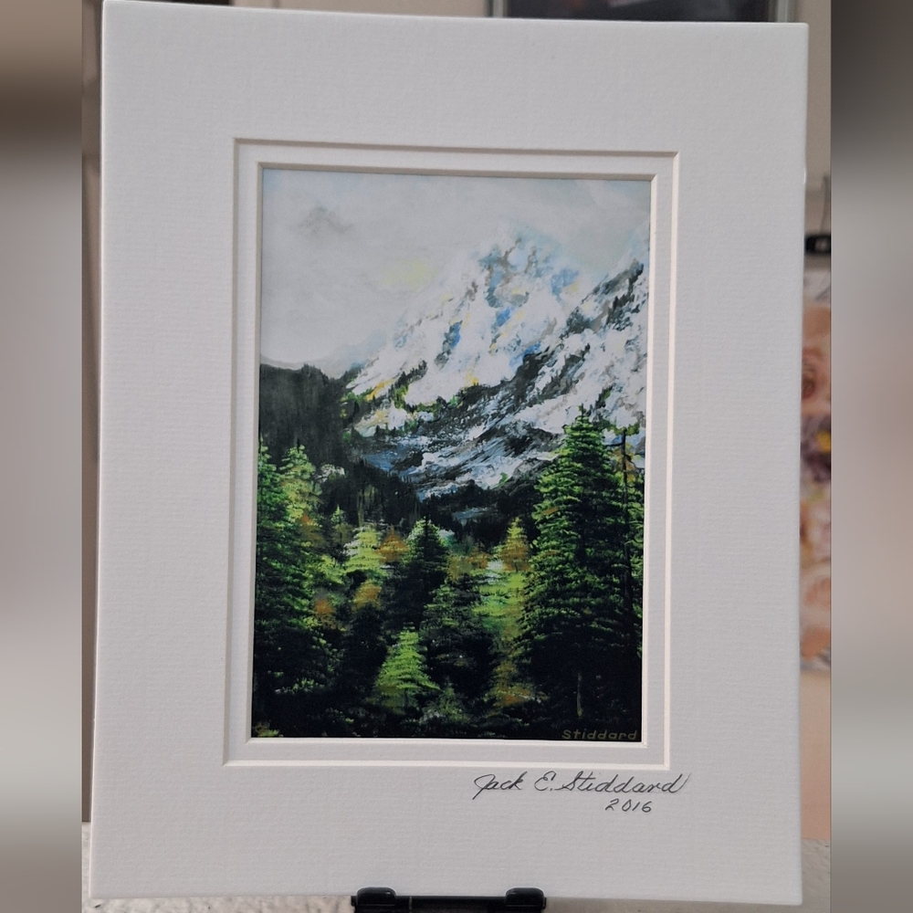 Cascade Mountains Painting by Jack E. Stiddard 8x10 Photo/11x14 Mat